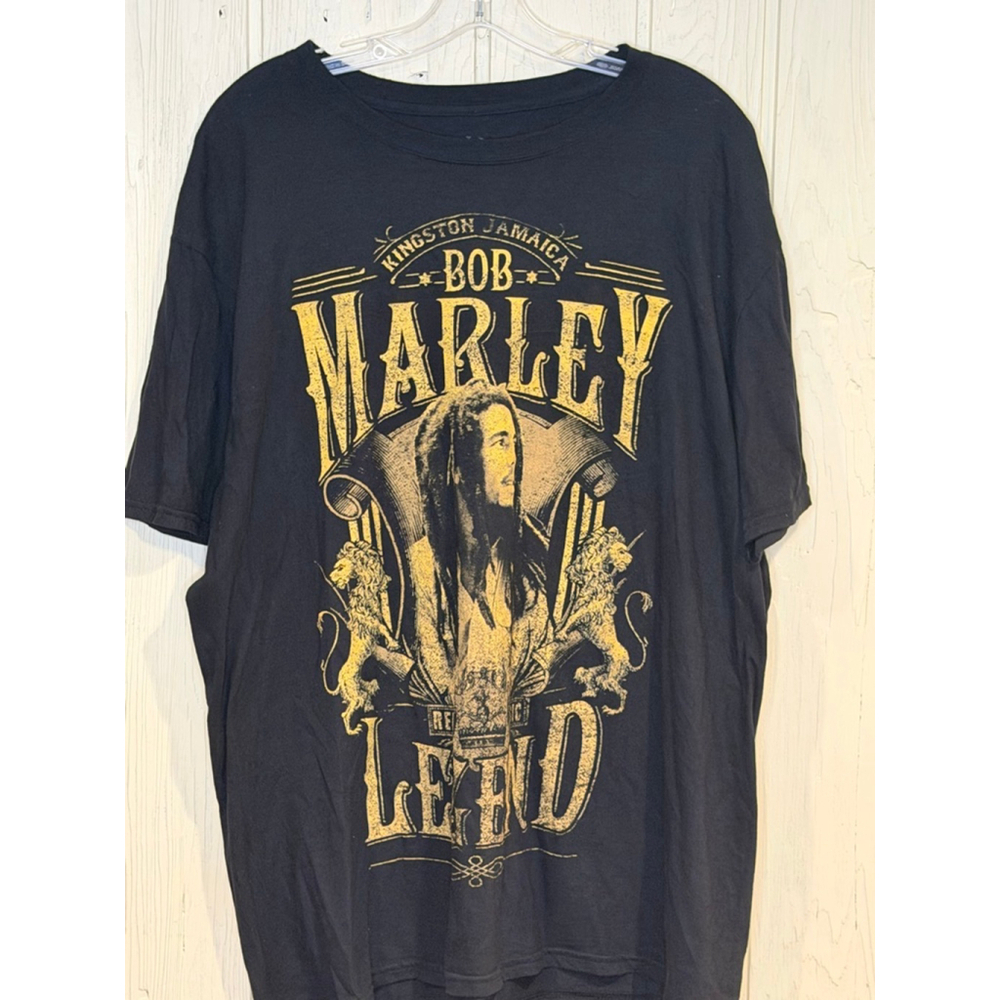 Men's Zion Rootswear Bob Marley Legend Black Gold Short Sleeve Tee XL
